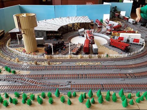Scaled model version of the Peterborough railroad roundhouse.
